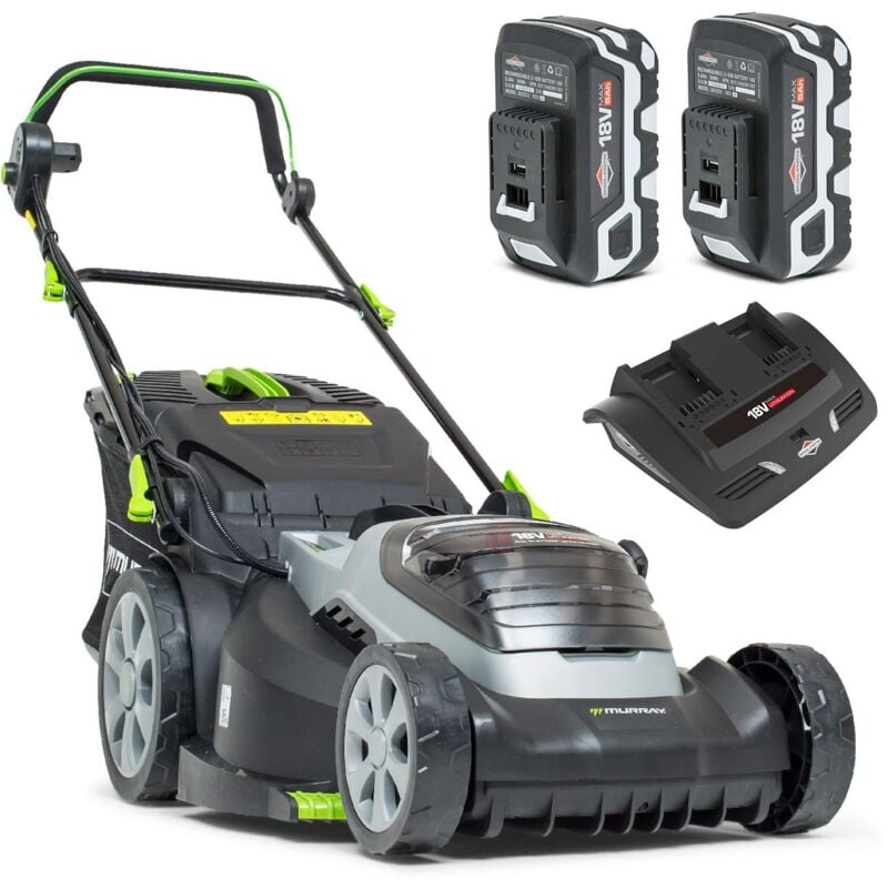 foto del prodotto rasaerba iq18wm44 a 2x batteria 18v 36v agli ioni di litio, larghezza taglio 44cm, powered by briggs stratton, fino a 640 m2, incluso 2 batteria