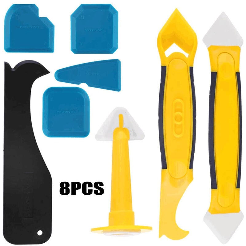 foto del prodotto raschietto in silicone, raschietto in silicone, 8 pezzi, strumento per calafataggio in silicone, per estrattore di sigillante, applicatore di