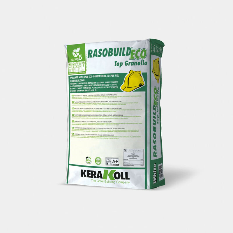 foto del prodotto rasobuild eco top granello bianco rasante cement. sacco 25 kg