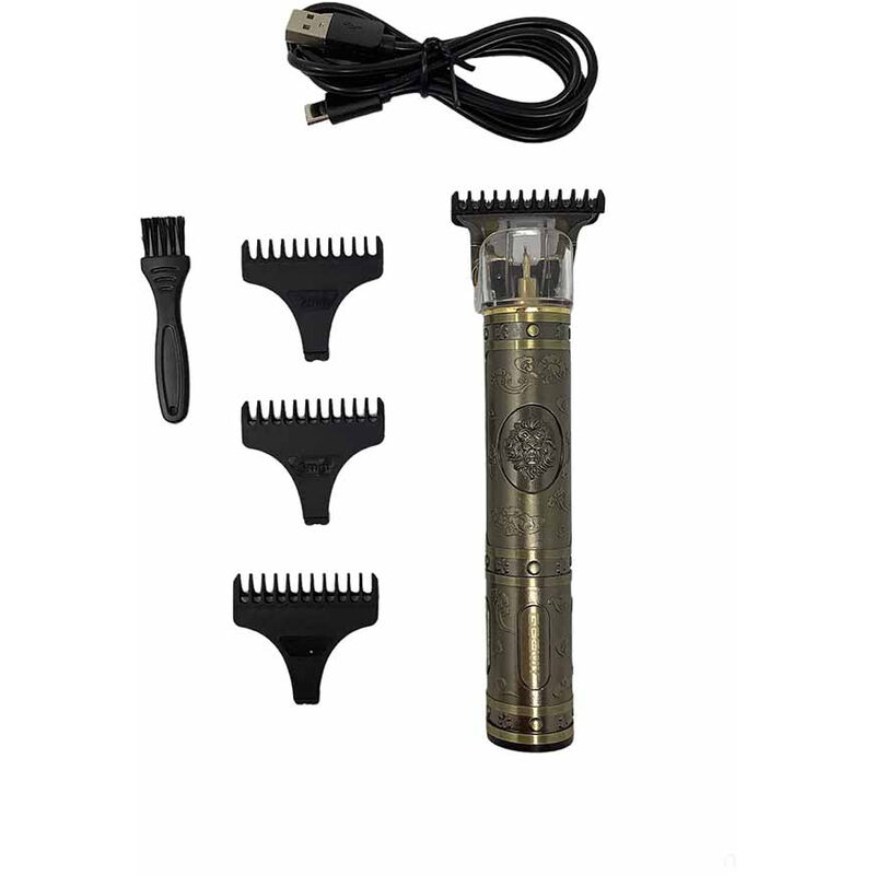 foto del prodotto rasoio da uomo ricaricabile tagliabarba tagliacapelli portatile stile retr vintage regola barba e capelli