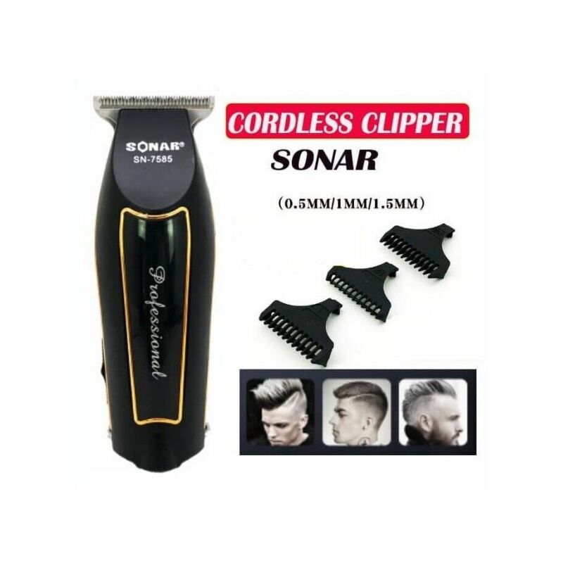 foto del prodotto rasoio elettrico regola barba taglia capelli batteria ricaricabile 3pettini 7585