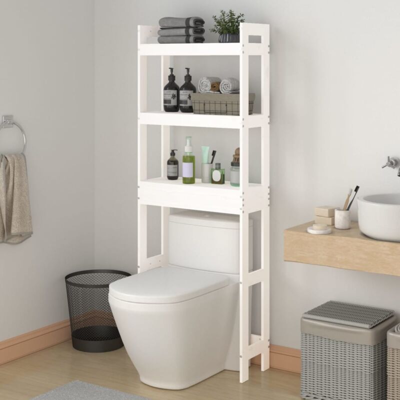 foto del prodotto rastrelliera da bagno bianca 63x26x171 cm legno massello pino vidaxl