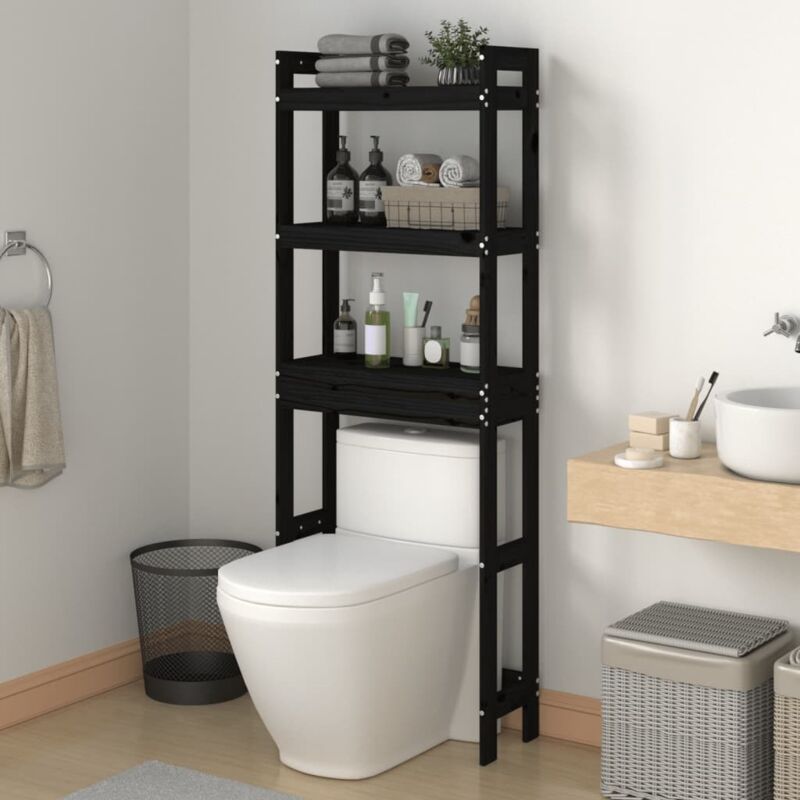 foto del prodotto rastrelliera da bagno nera 63x26x171 cm legno massello pino vidaxl