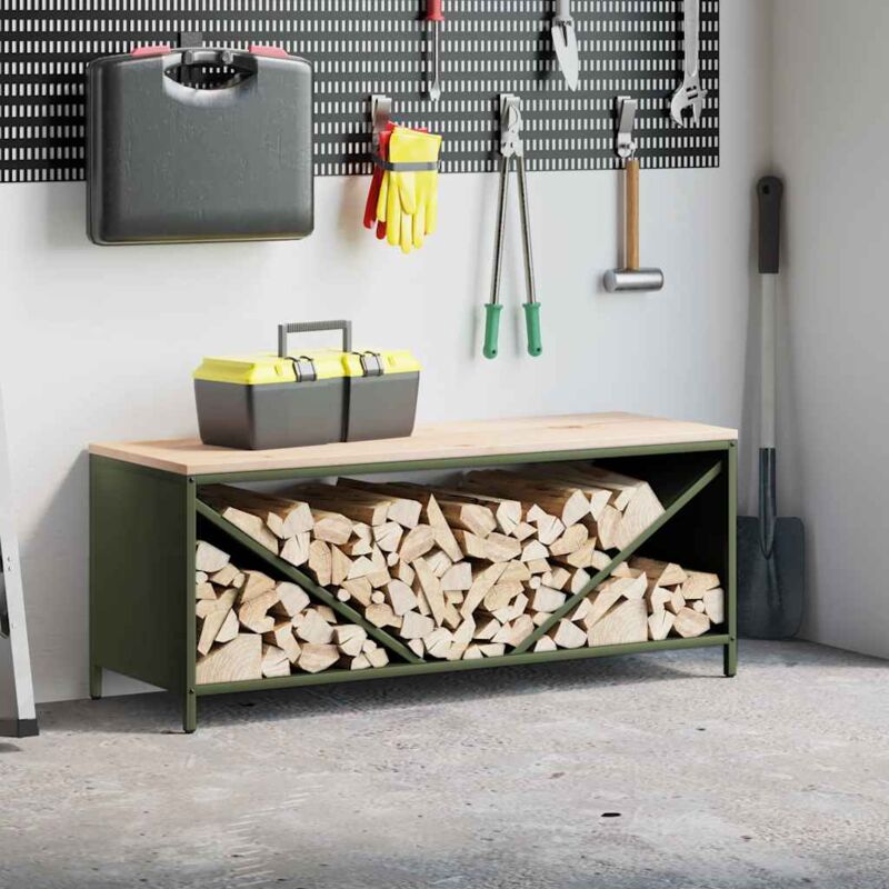 foto del prodotto rastrelliera legna da ardere con piano verde oliva 100x40x60 cm vidaxl
