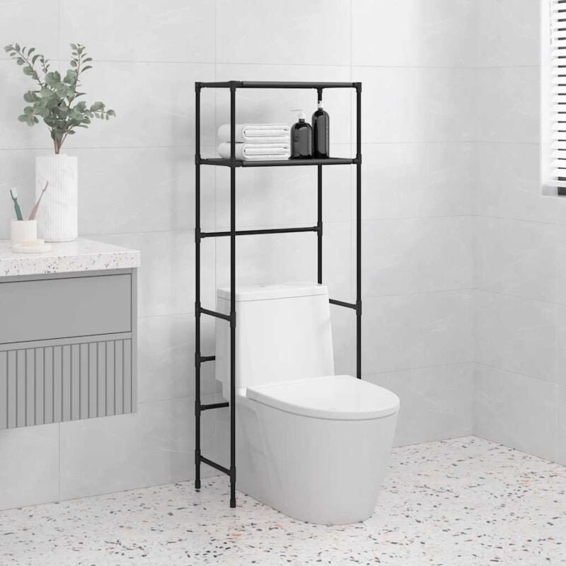 foto del prodotto rastrelliera per bagno a 2 livelli nera 53,5x28x143 cm ferro vidaxl