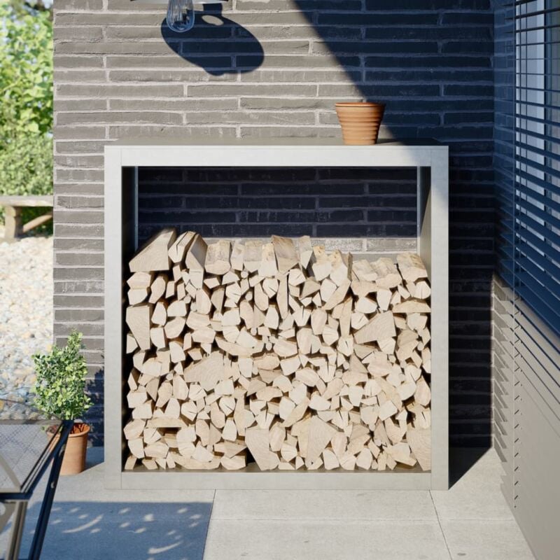 foto del prodotto rastrelliera per legna da ardere 100x40x100 cm in acciaio inox vidaxl