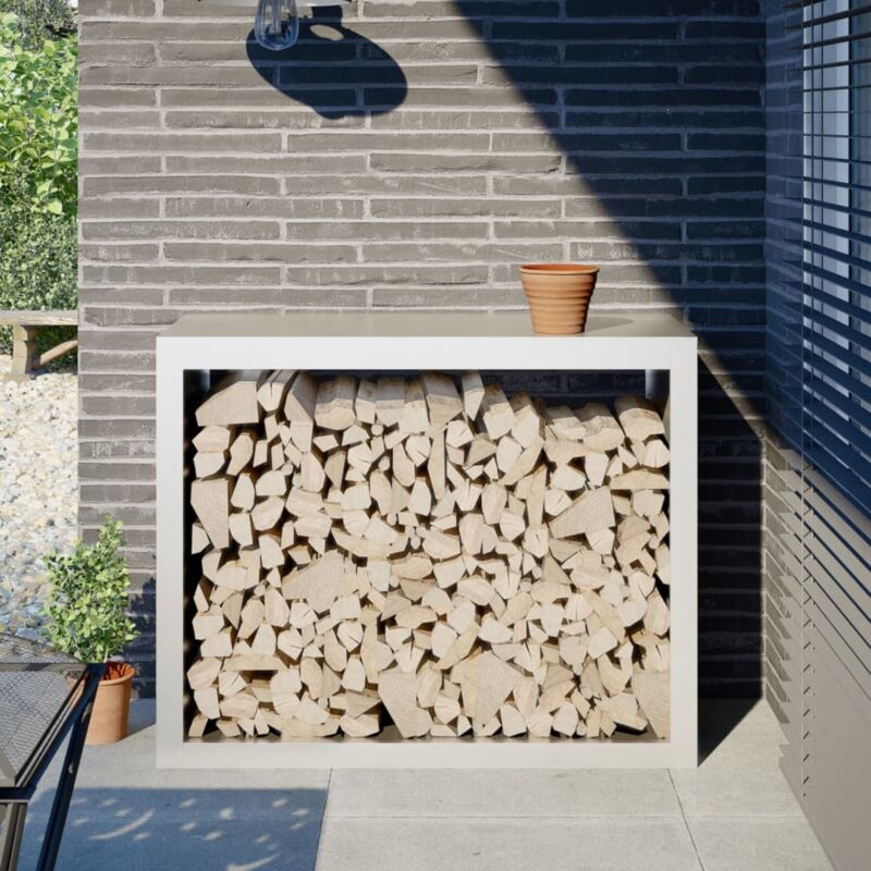 foto del prodotto rastrelliera per legna da ardere bianca 100x40x80 cm in acciaio vidaxl
