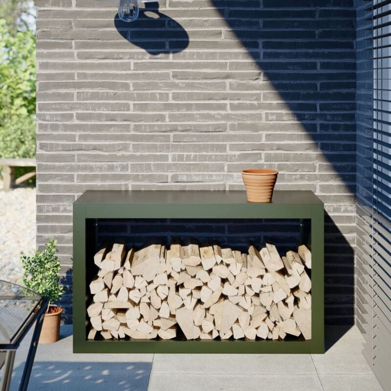 foto del prodotto rastrelliera per legna da ardere verde 100x40x60 cm in acciaio vidaxl