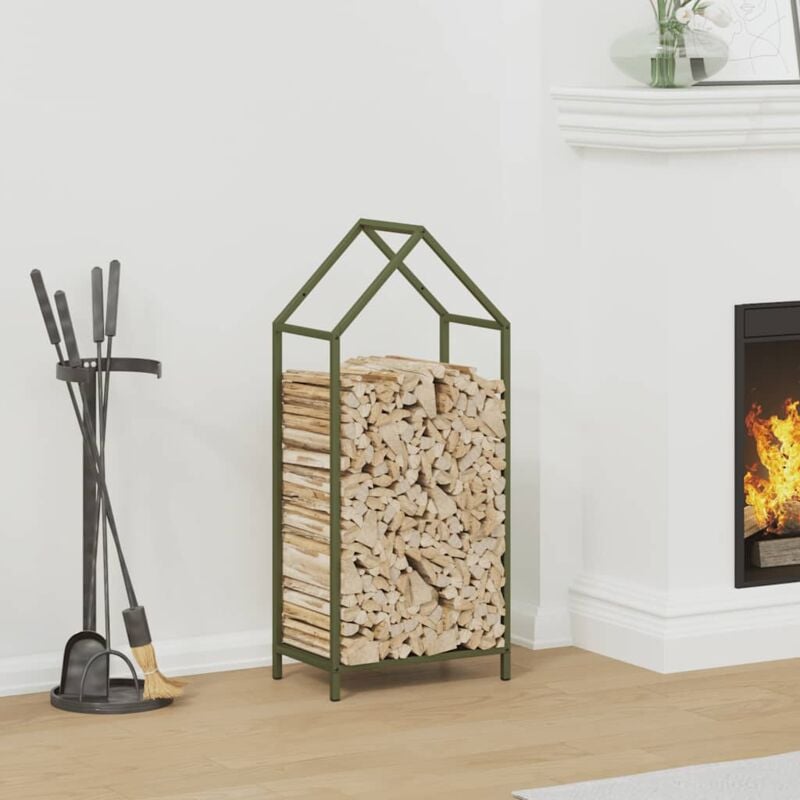 foto del prodotto rastrelliera per legna da ardere verde oliva 40x25x90 cm vidaxl