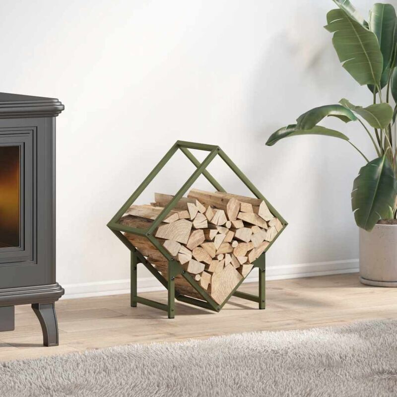 foto del prodotto rastrelliera per legna da ardere verde oliva 50x25x50 cm vidaxl