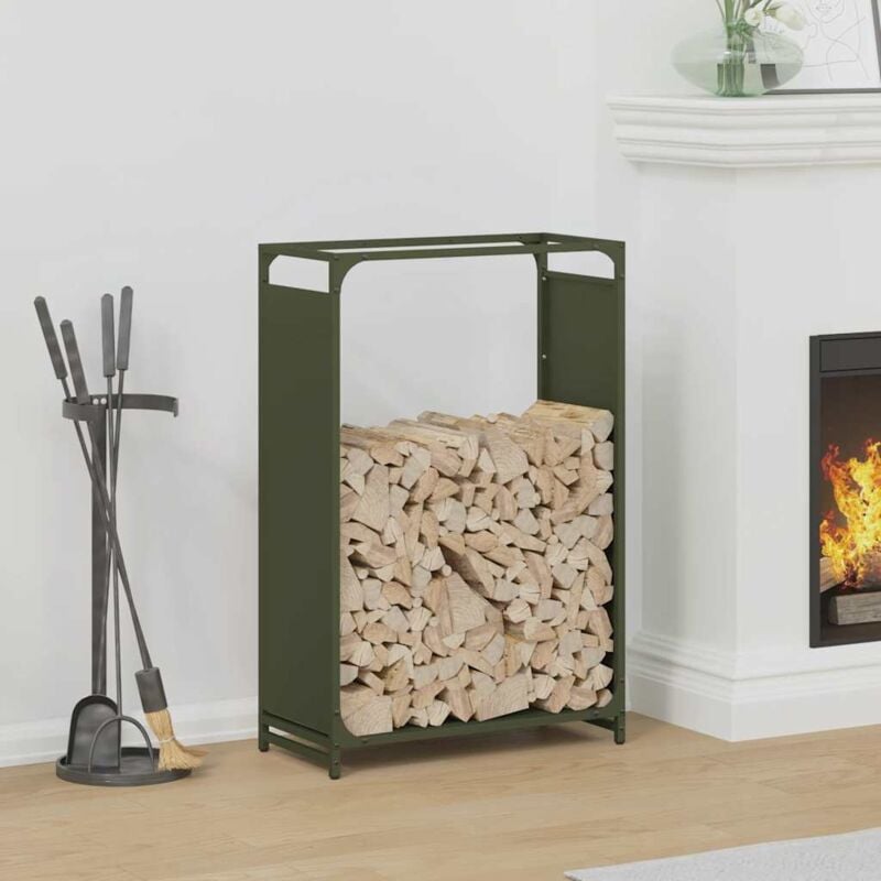 foto del prodotto rastrelliera per legna da ardere verde oliva 60x28x90 cm vidaxl