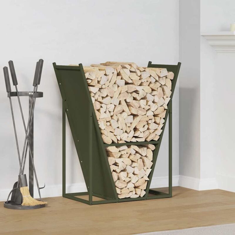 foto del prodotto rastrelliera per legna da ardere verde oliva 69,5x35x81 cm vidaxl