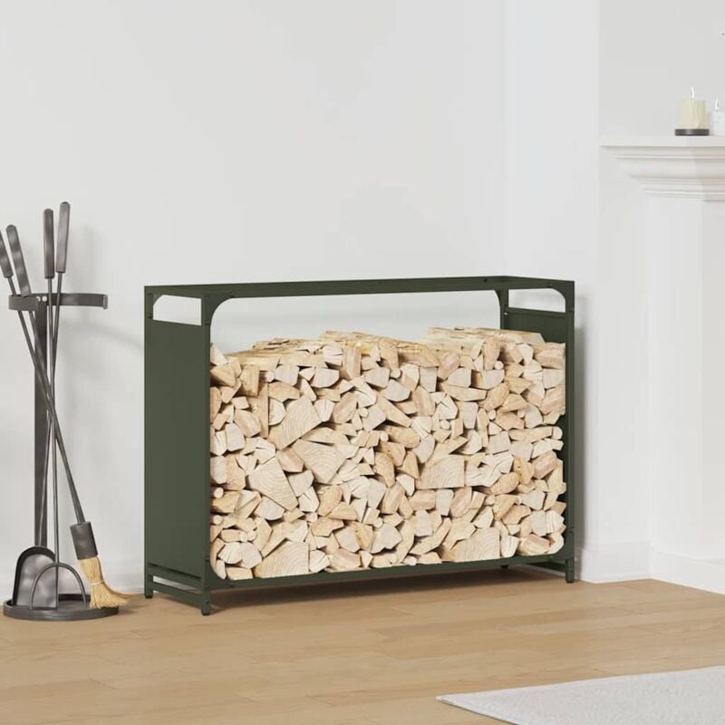 foto del prodotto rastrelliera per legna da ardere verde oliva 90x28x65 cm - vidaxl