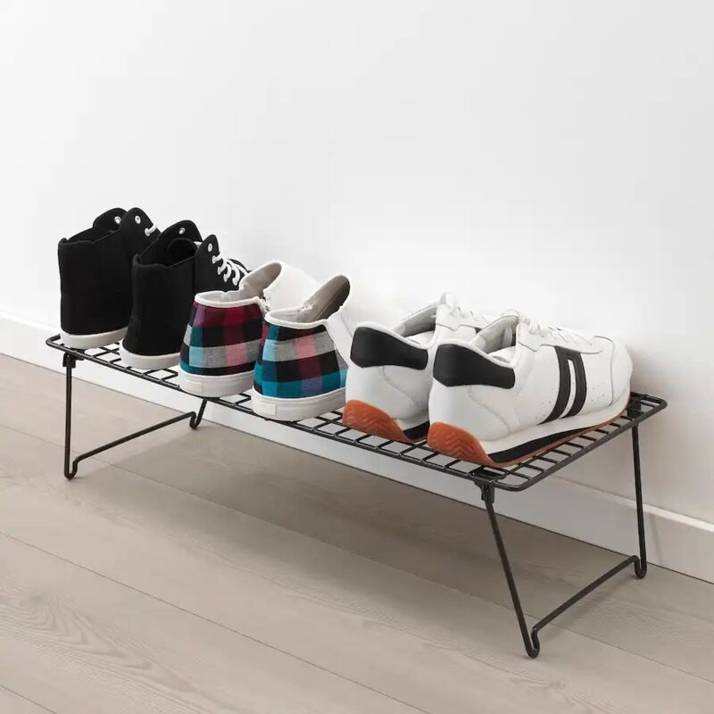 foto del prodotto rastrelliera per scarpe grigia salvaspazio e compatta 58x27x17 cm, organizzatore