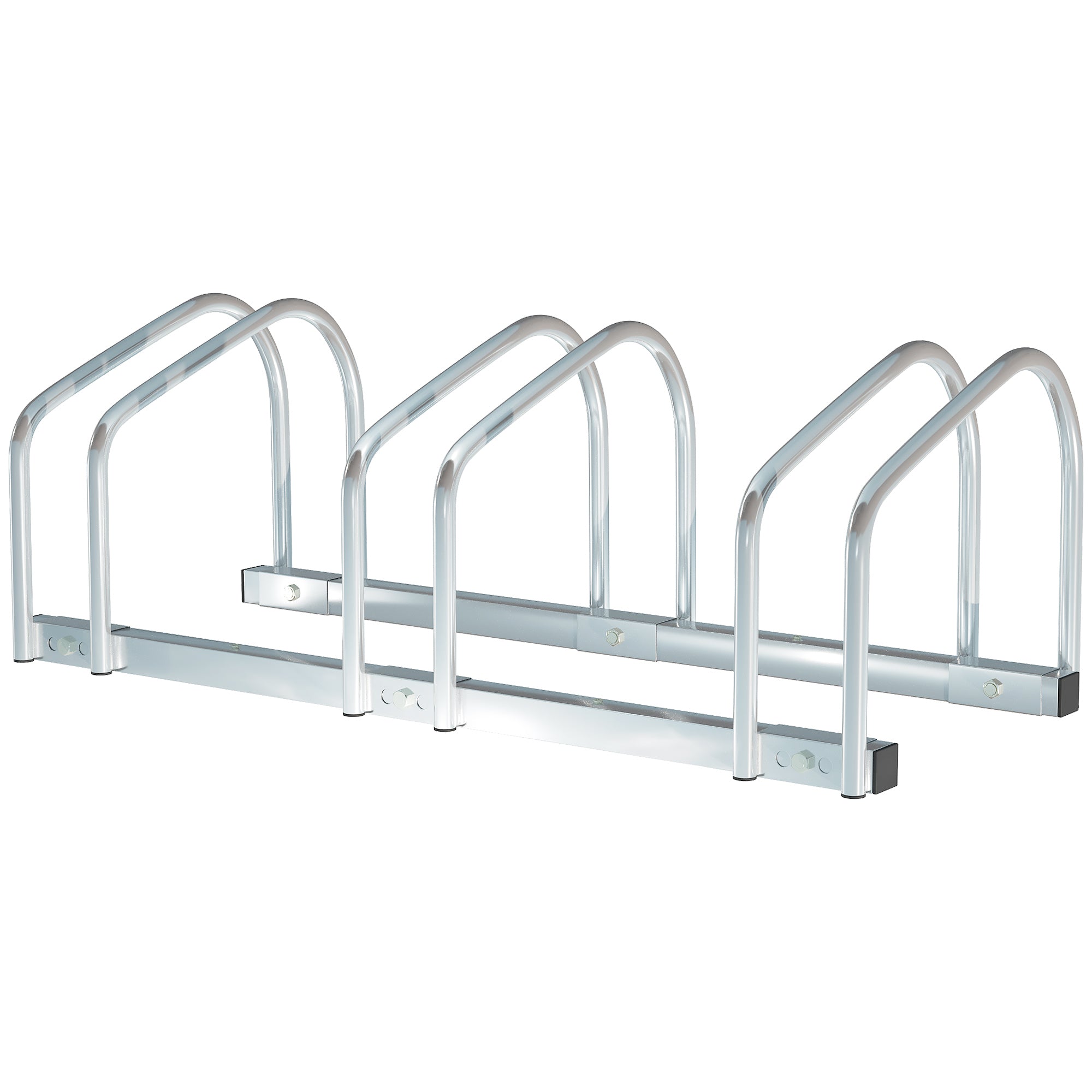 foto del prodotto rastrelliera porta biciclette 3 posti 76x33x27 cm in acciaio argento
