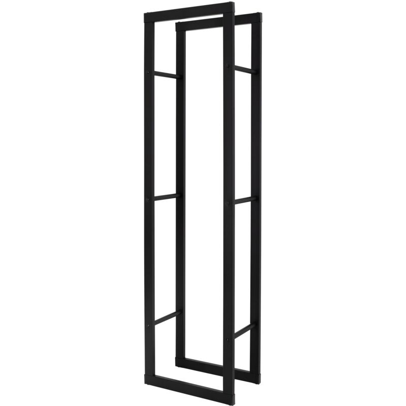 foto del prodotto rastrelliera porta legna 40x150x25 cm scaffale verticale in acciaio nero per interno esterno resistente alle intemperie supporto in metallo per legna