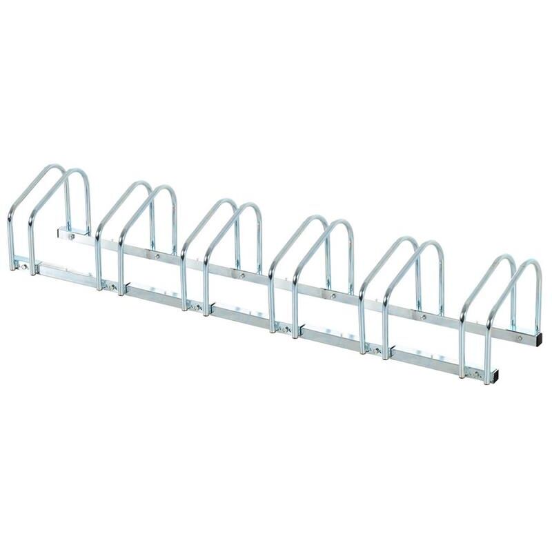 foto del prodotto rastrelliera portabiciclette parcheggio per 6 biciclette in acciaio. 179x33x27 c