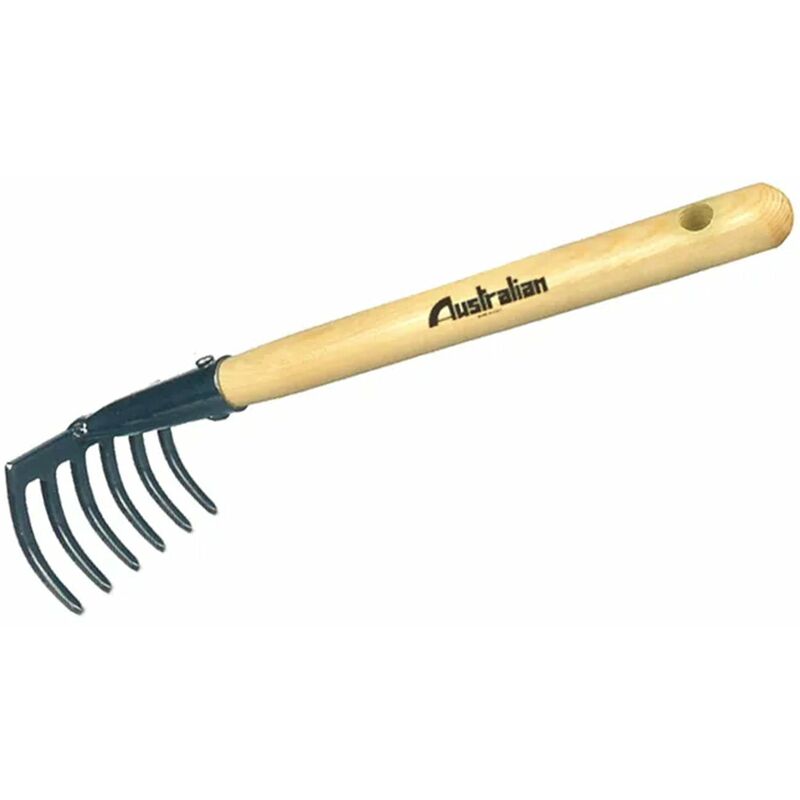 foto del prodotto rastrellino a sei denti con manico in legno 33 cm