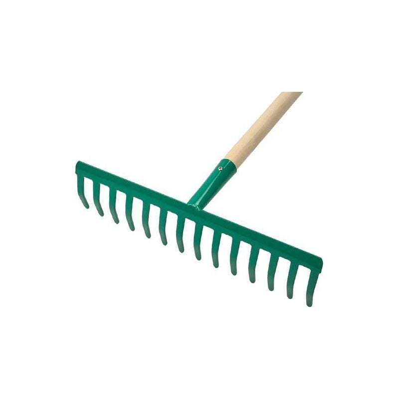foto del prodotto rastrello 12 denti con manico in legno misura 295 mm papillon