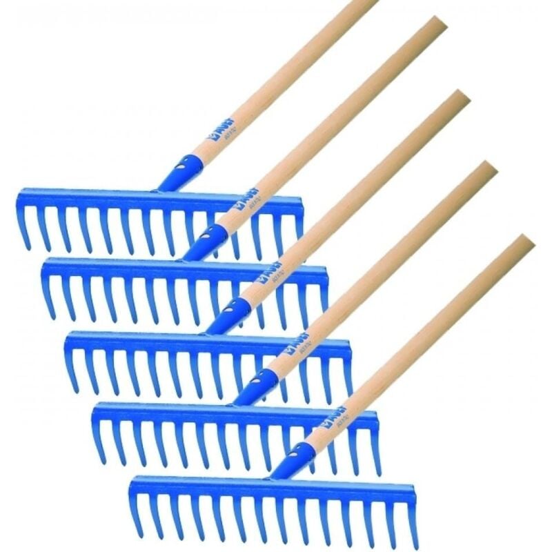foto del prodotto rastrello 14 denti curvi manico 130cm in legno grezzo agef