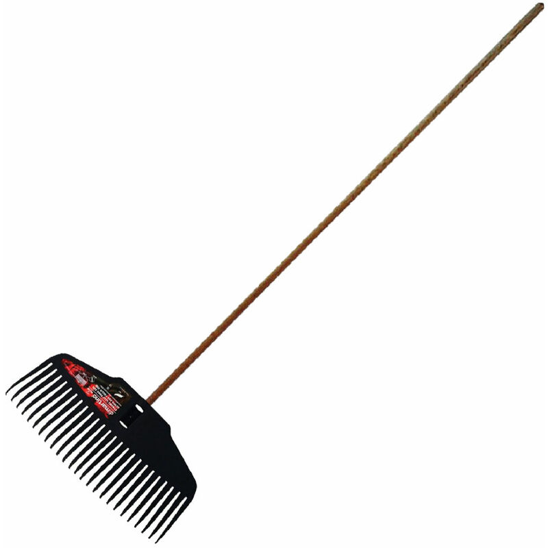 foto del prodotto rastrello con manico per foglie rake 25 denti manico in legno da 150
