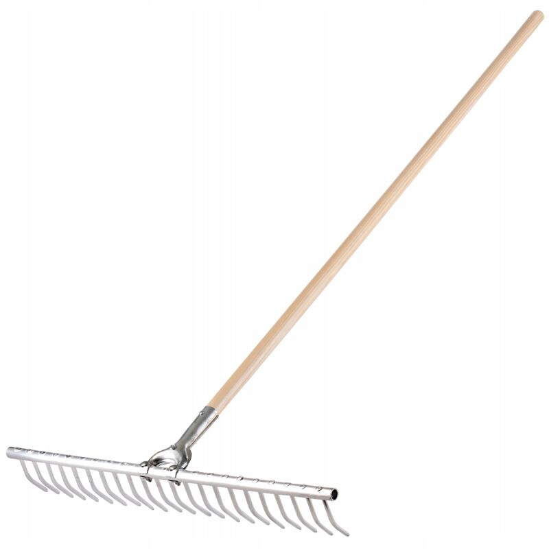 foto del prodotto rastrello per fieno con manico lungo in legno per una raccolta efficiente e comoda, rastrello per foglie da giardino, attrezzo da giardinaggio