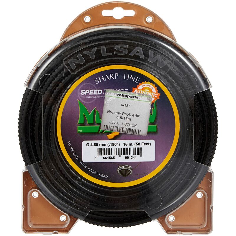 foto del prodotto ratioparts filo di nylon da 4,5 mm, 16 m, a 4 punte, colore nero