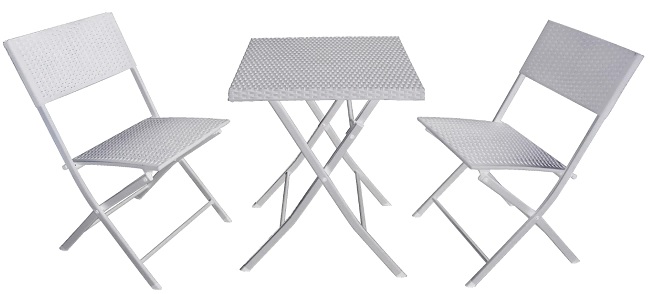 foto del prodotto rattan acciaio set fold white pieghevole3 pz