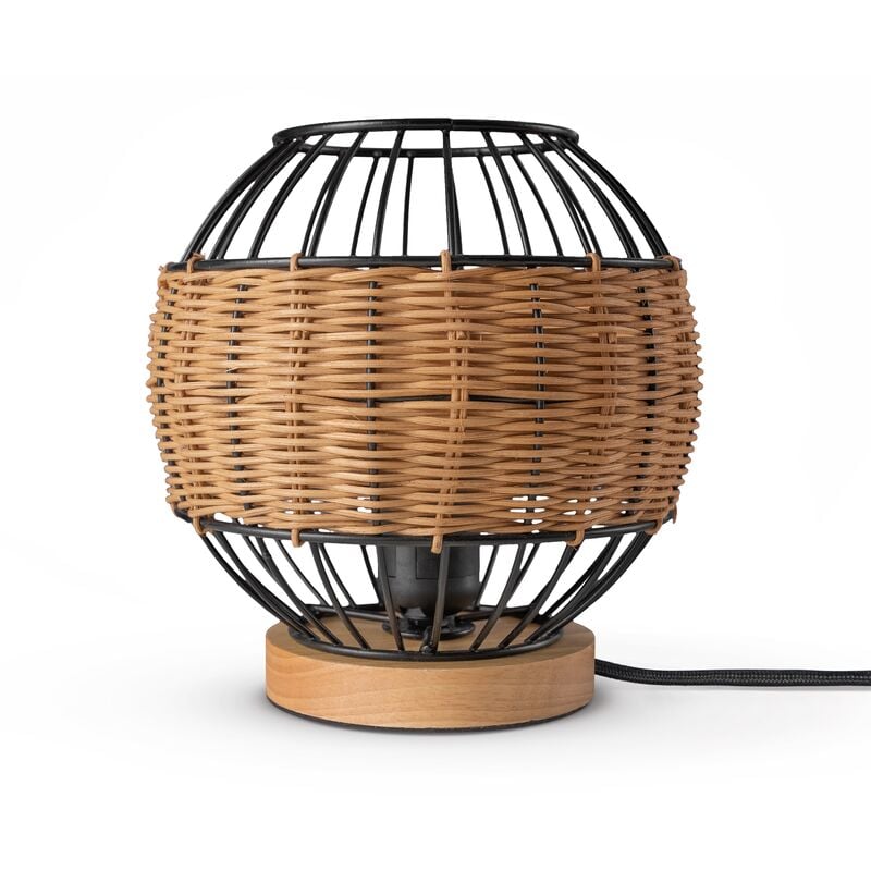 foto del prodotto rattan sospensione soggiorno lampada da tavolo boho gabbia comodino metallo beige 20 cm , lampada da tavolo tipo 5 paco home