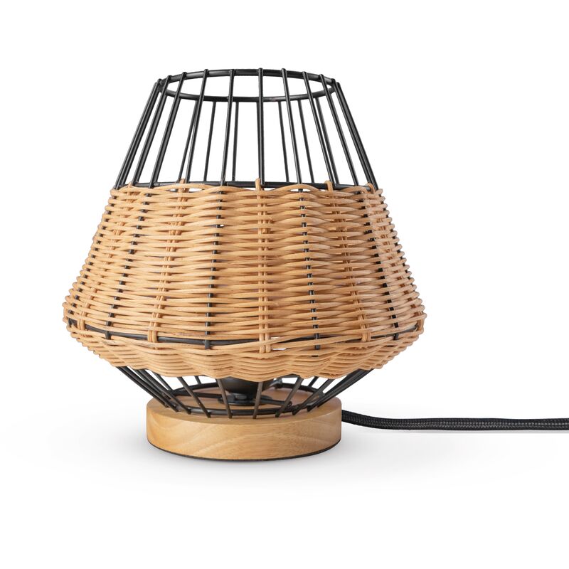 foto del prodotto rattan sospensione soggiorno lampada da tavolo boho gabbia comodino metallo beige 21 cm , lampada da tavolo tipo 6 paco home