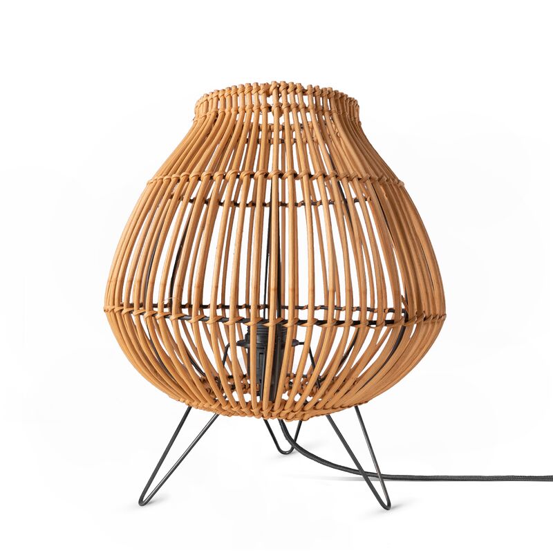 foto del prodotto rattan sospensione soggiorno lampada da tavolo boho gabbia comodino metallo beige 31 cm , lampada da tavolo tipo 2 paco home