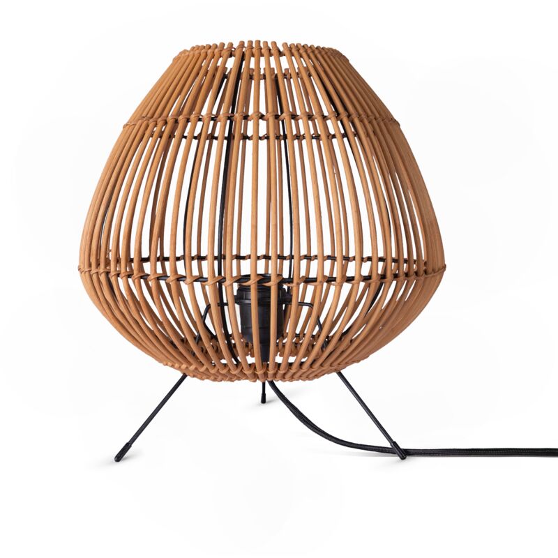 foto del prodotto rattan sospensione soggiorno lampada da tavolo boho gabbia comodino metallo beige 31 cm , lampada da tavolo tipo 3 paco home