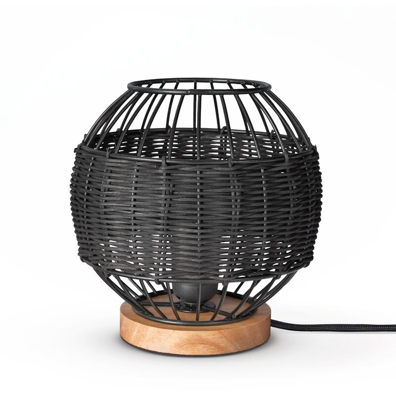 foto del prodotto rattan sospensione soggiorno lampada da tavolo boho gabbia comodino metallo nero 20 cm , lampada da tavolo tipo 5 paco home