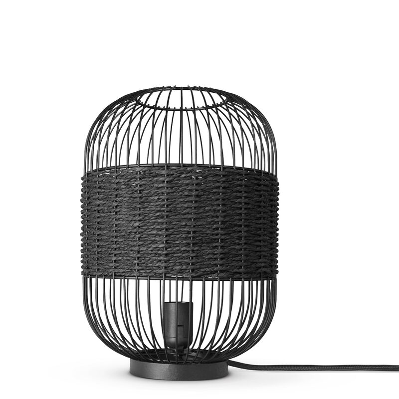 foto del prodotto rattan sospensione soggiorno lampada da tavolo boho gabbia comodino metallo nero 24cm , lampada da tavolo tipo 4 paco home