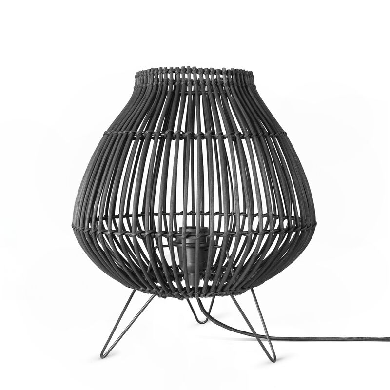 foto del prodotto rattan sospensione soggiorno lampada da tavolo boho gabbia comodino metallo nero 31 cm , lampada da tavolo tipo 2 paco home