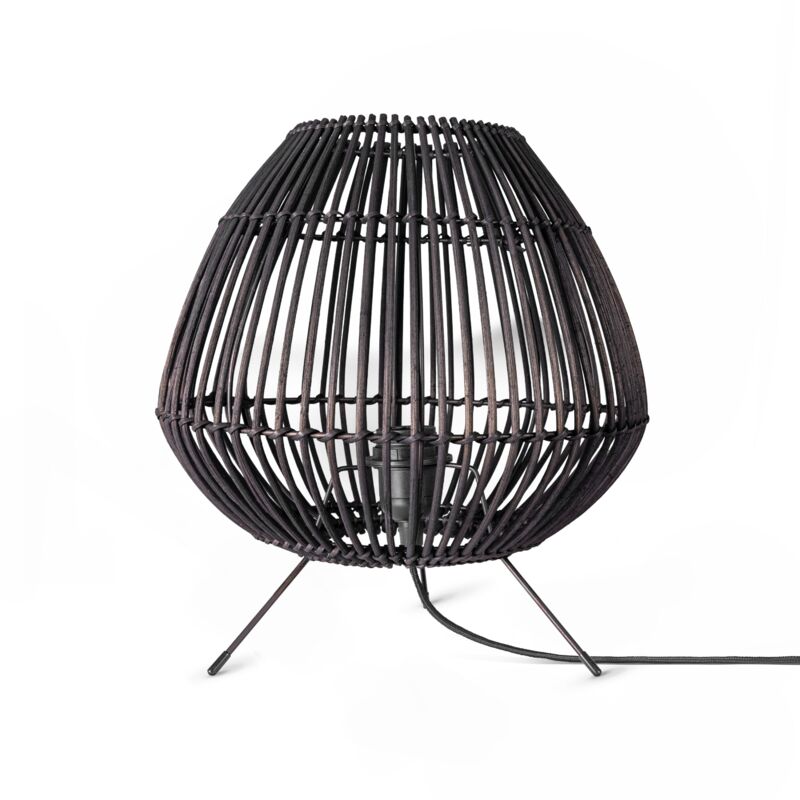 foto del prodotto rattan sospensione soggiorno lampada da tavolo boho gabbia comodino metallo nero 31 cm , lampada da tavolo tipo 3 paco home