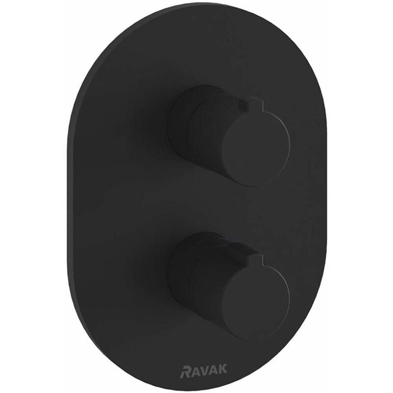 foto del prodotto ravak chrome miscelatore termostatico ad incasso per 2 utenze, con corpo incasso, nero x070432