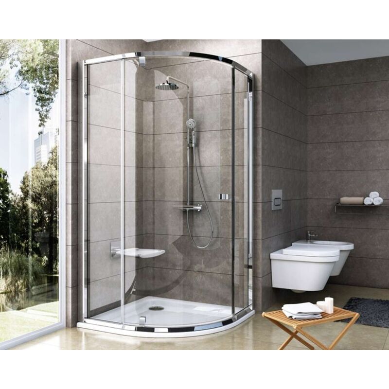 foto del prodotto ravak pivot box doccia a quarto di cerchio pskk3 90, 87 90 cm, satin vetro trasparente 37677u00z1