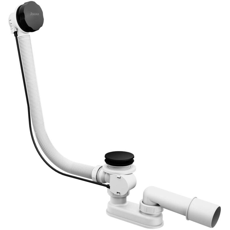 foto del prodotto ravak sistemi di scarico set di scarico e troppopieno per vasca da bagno, lunghezza 800 mm, nero x01846