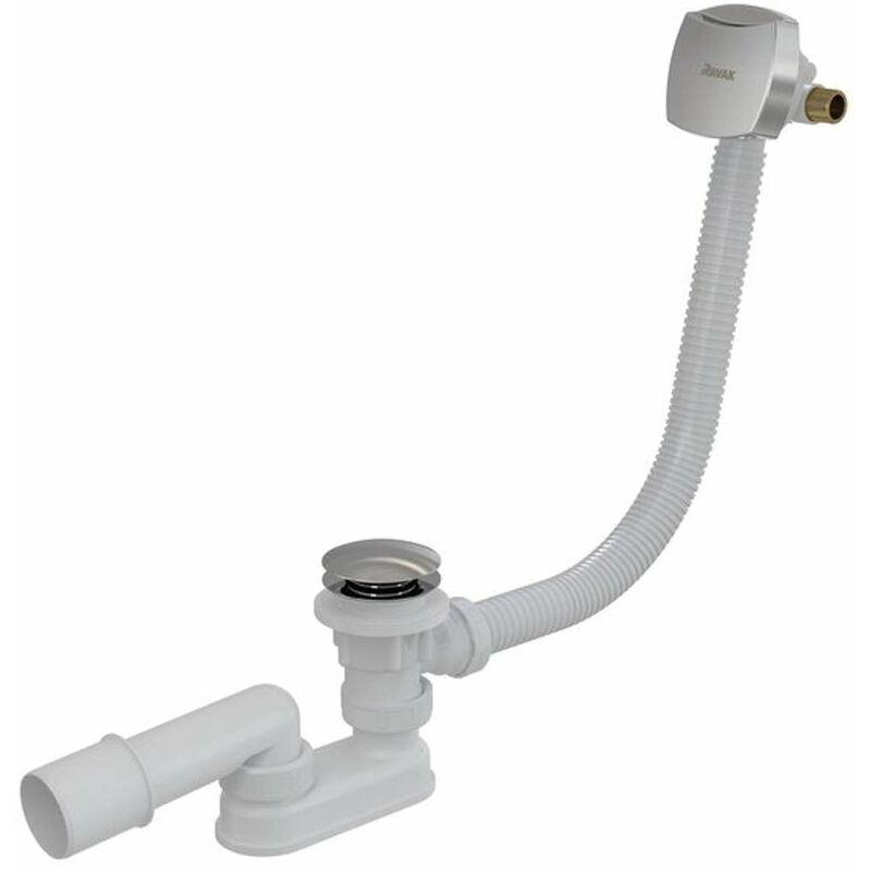 foto del prodotto ravak sistemi di scarico sistema di scarico e troppopieno per vasca da bagno con erogazione, clickclack, lunghezza 570 mm, cromo x01440