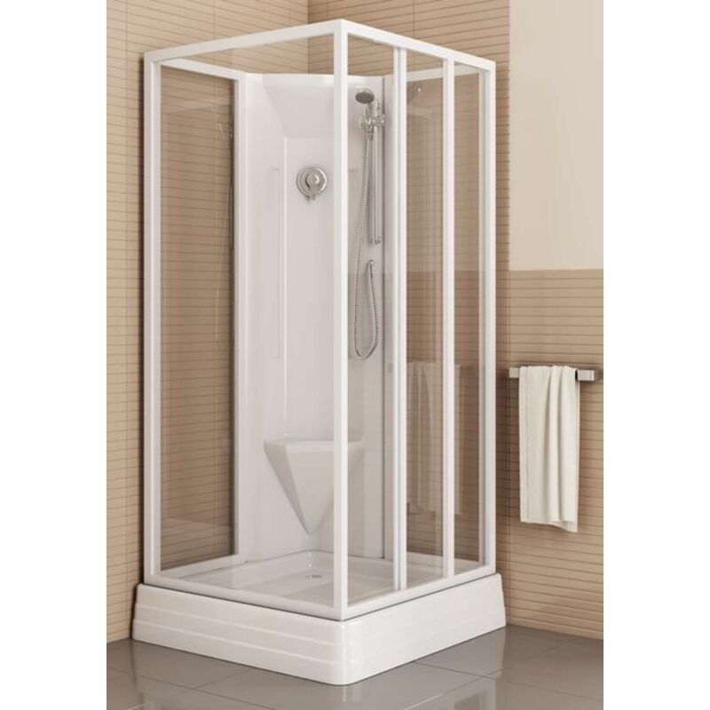 foto del prodotto ravak supernova box doccia angolare con parete fissa asbp3, 91x91 cm bianco, vetro uva 4 parti 83677112zg