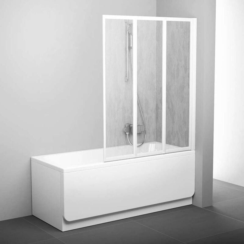 foto del prodotto ravak supernova schermo da bagno pieghevole in tre parti vs3 115, 115x140 cm, bianco rain 795s010041