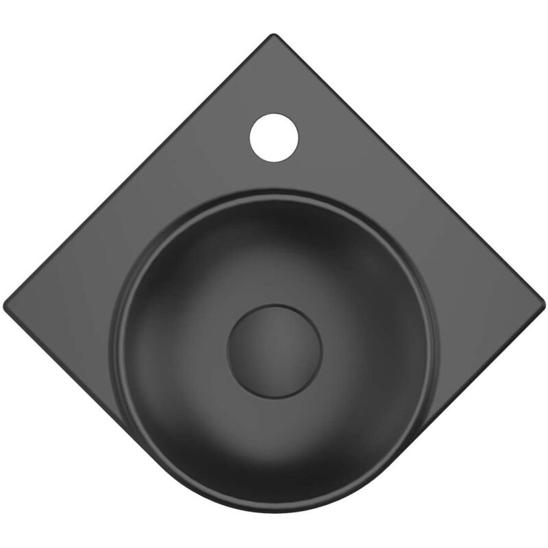 foto del prodotto ravak yard lavabo angolare 28x28 cm, senza sfioratore, apertura per miscelatore, nero opaco xjx0d228000