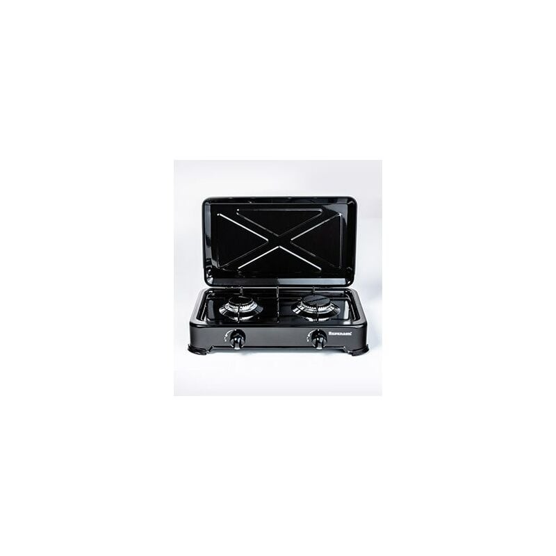 foto del prodotto ravanson k 02tb piano cottura nero da banco a gas 2 zone e 