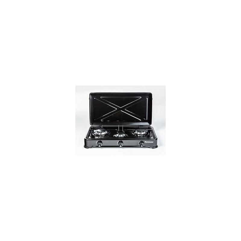 foto del prodotto ravanson k 03tb nero, piano di lavoro bianco 60 cm gas 3 zona e