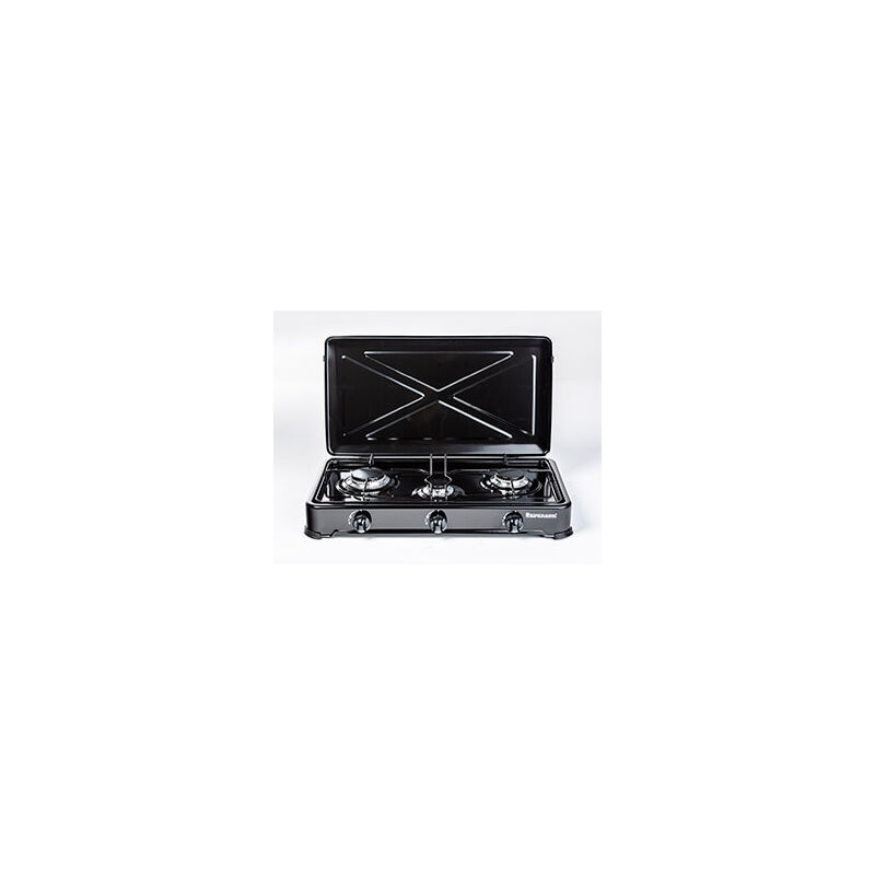 foto del prodotto ravanson k 03tb nero, piano di lavoro bianco 60 cm gas 3 zona e