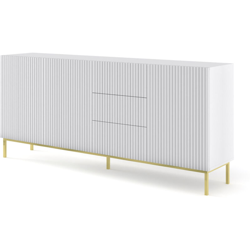 foto del prodotto ravenna b 200 cm 3d3s cassettiera, fresata in bianco opaco cornice