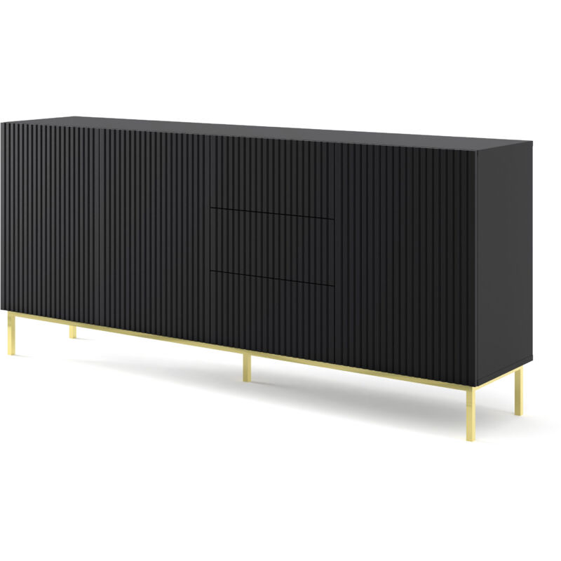 foto del prodotto ravenna b 200 cm 3d3s cassettiera fresata nero opaco struttura