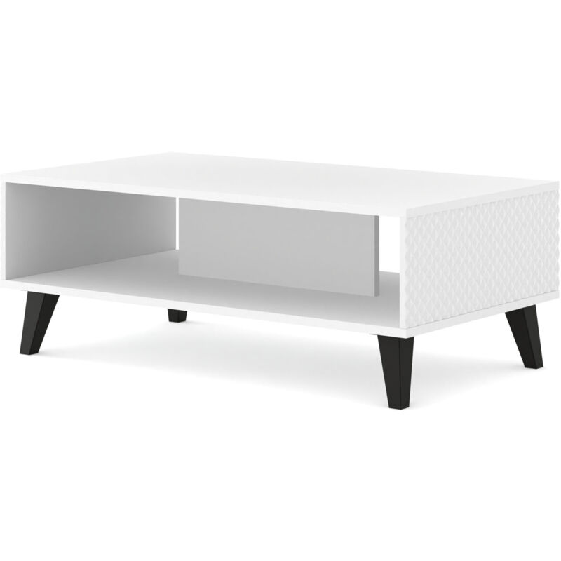 foto del prodotto ravenna c 90x60 tavolino bianco lucido gambe nere