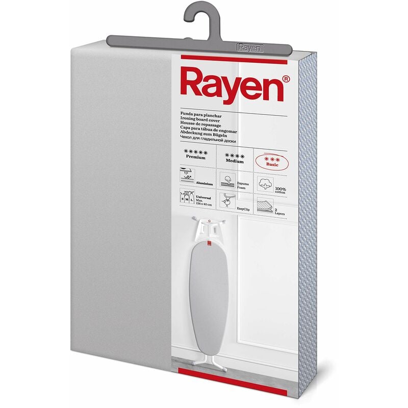 foto del prodotto rayen copriasse da stiro 4 strati schiuma, pile, 100 cotone e tessuto di alluminio gamma premium 130 x 47 cm